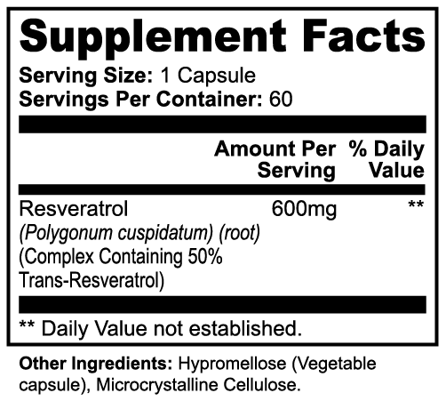 Resveratrol 50% 600mg - HoneySuckle Lifestyle