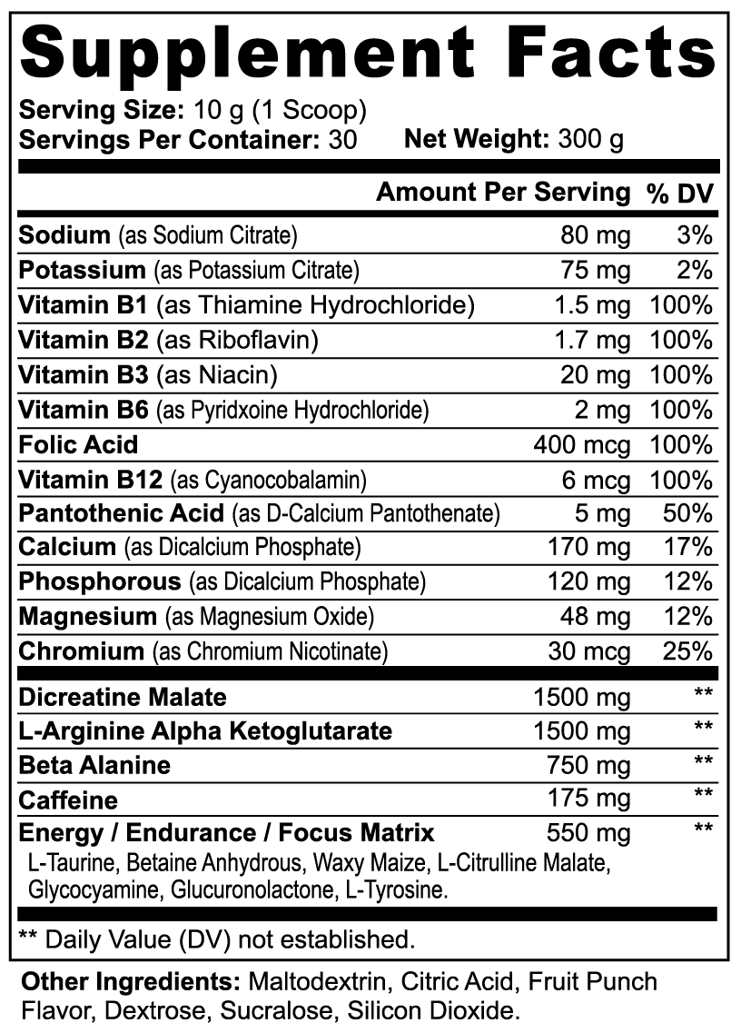 Nitric Shock Pre-Workout Powder (Fruit Punch) - HoneySuckle Lifestyle