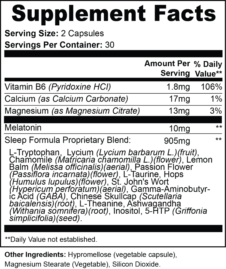 Sleep Support supplement with melatonin and magnesium for restful sleep