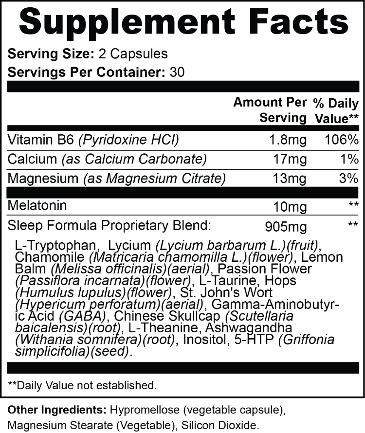 Sleep Support supplement with melatonin and magnesium for restful sleep
