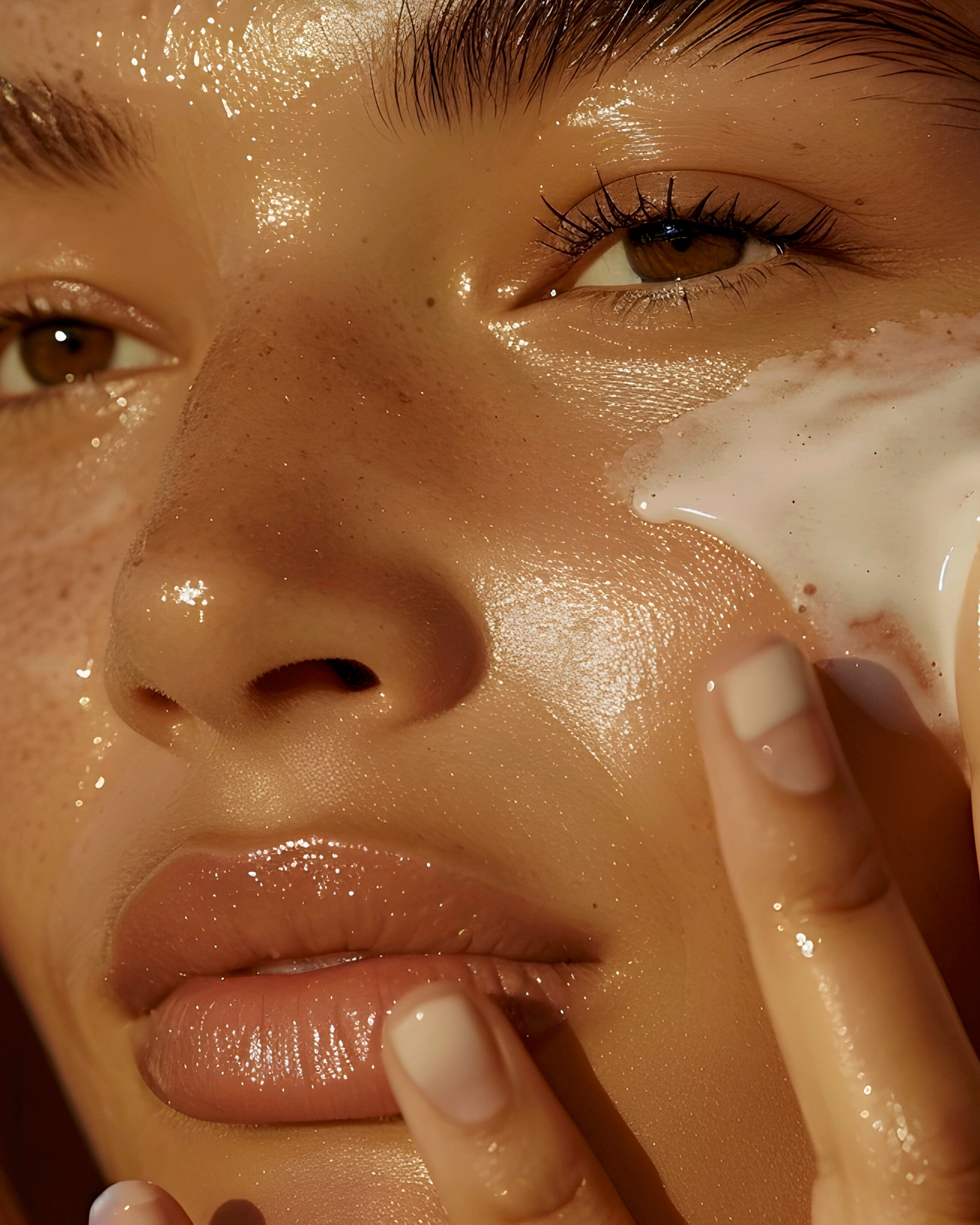 Woman Applying Facial Moisturizer