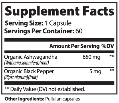 Ashwagandha w/black pepper - HoneySuckle Lifestyle