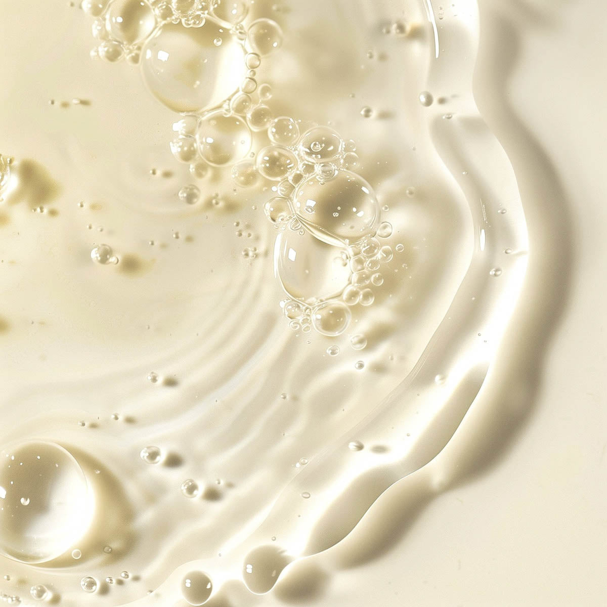 Close-up of creamy green tea antioxidant serum texture 